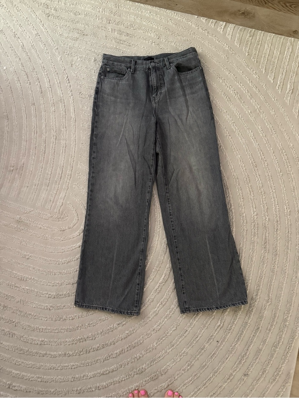 Uniqlo wide leg grey jeans 27